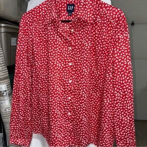 GAP Red and White Floral Shirt